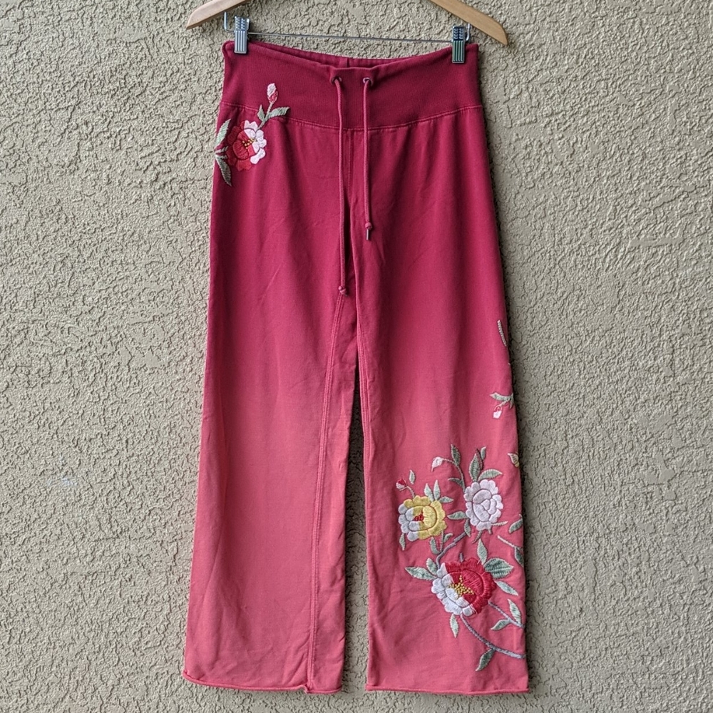 Lucky Brand Sweatpants Embroidered Floral Lounge